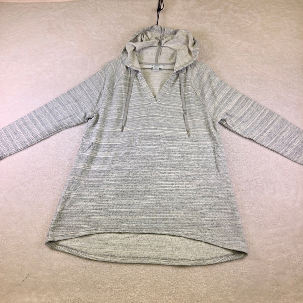 Liz Claiborne Weekend Grey Space Dye V-Neck Hoodie Pullover XL